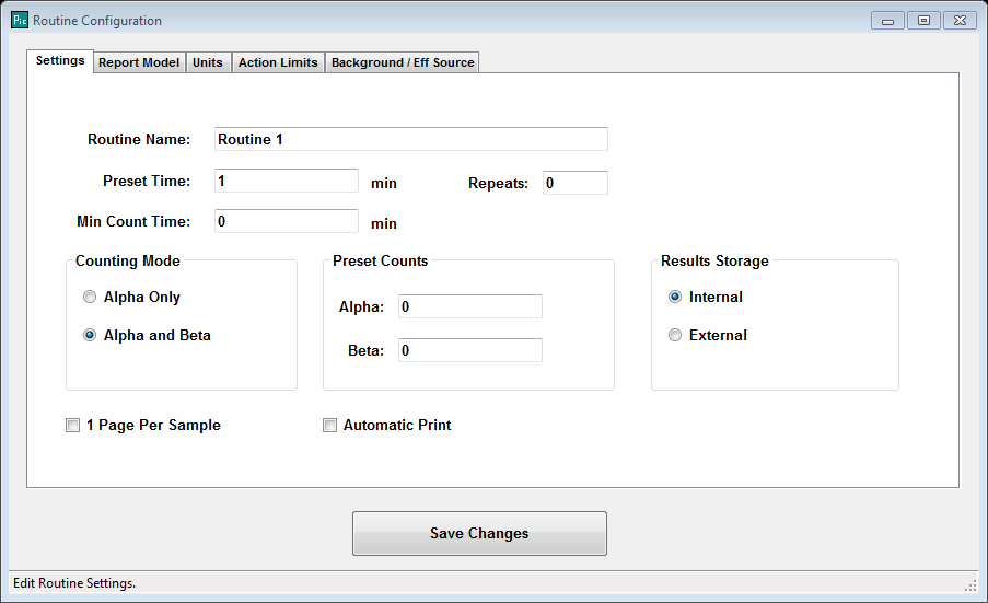 DUO routine configuration settings